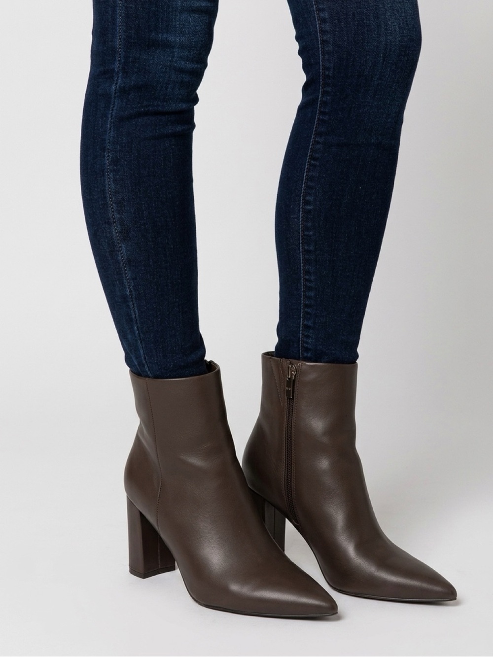 Marc Fisher Dark Brown Pointed Toe Block Heel Ankle Boots